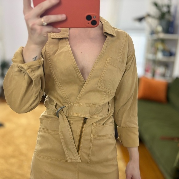 Jonathan Simkhai Standard Tan Denim Long Sleeve Mini Dress - Picture 6 of 11